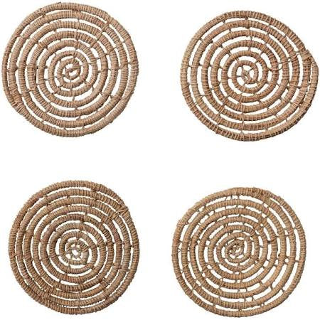 Hand woven palm coasters, round