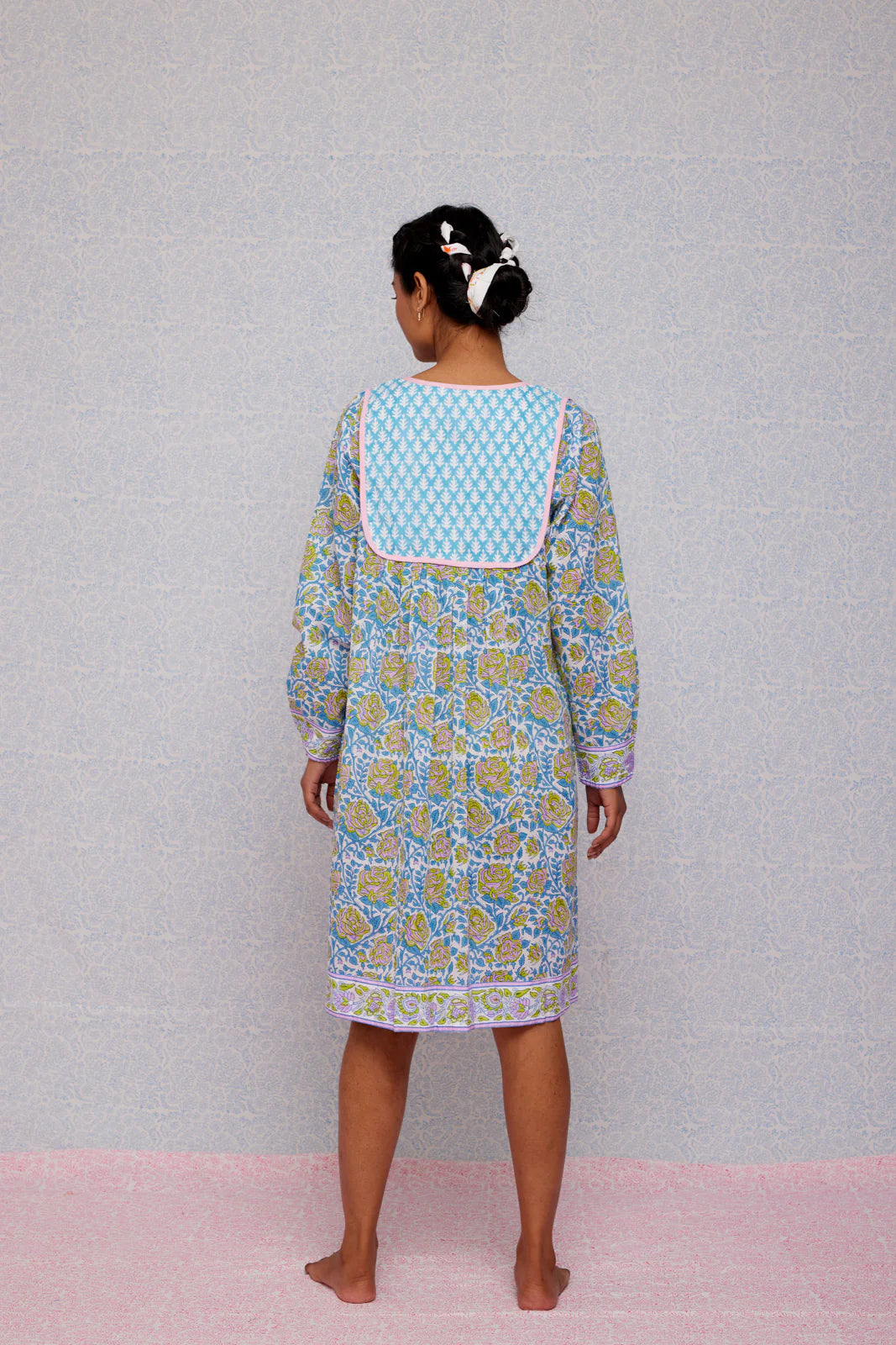 SZ Jaipur Dress in Cornflower Blue & Pop Green