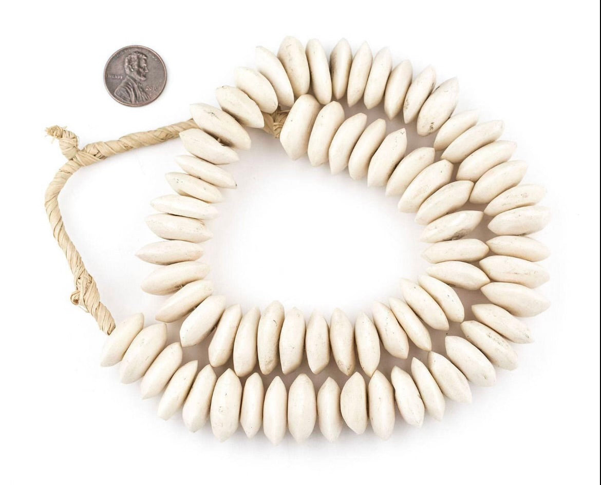 Saucer White Bone Beads