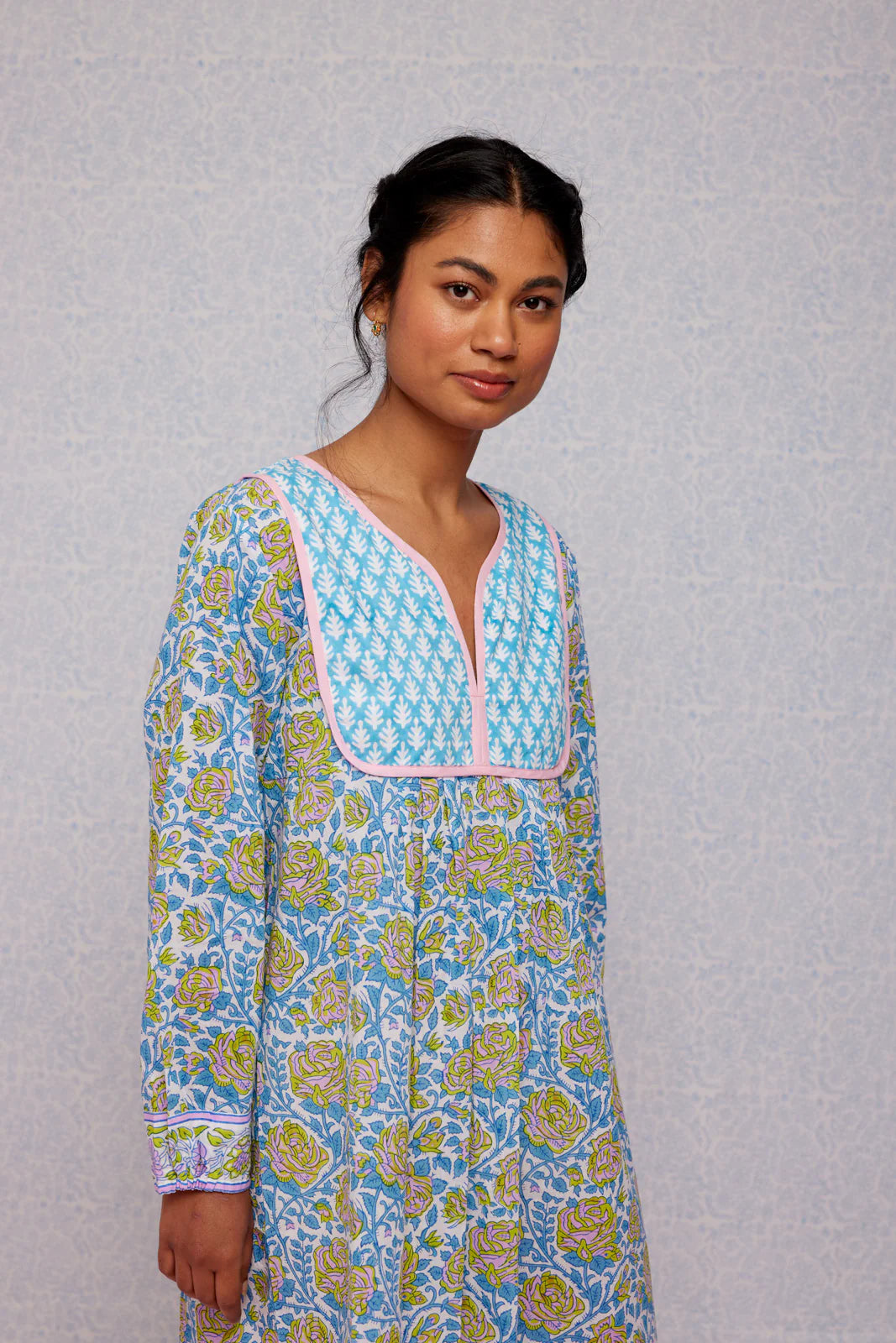 SZ Jaipur Dress in Cornflower Blue & Pop Green