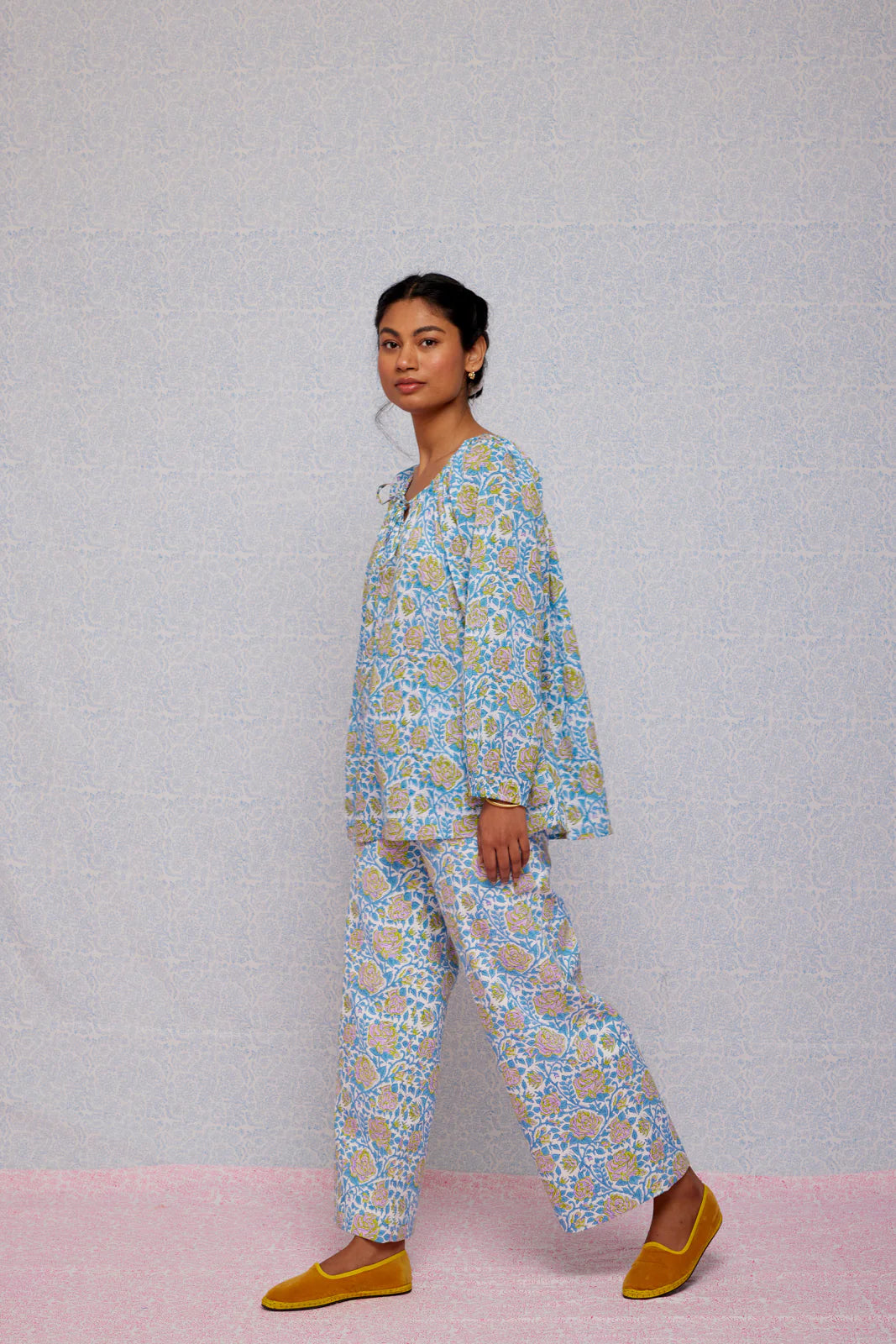 Ida Top in Cornflower Blue & Pop Green