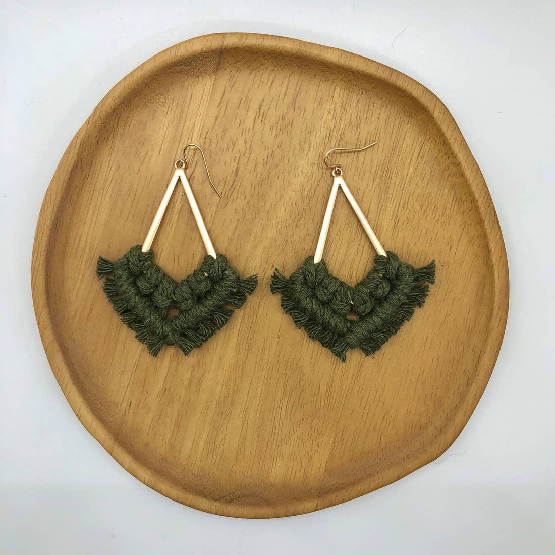 Teardrop Macrame Hoop Olive
