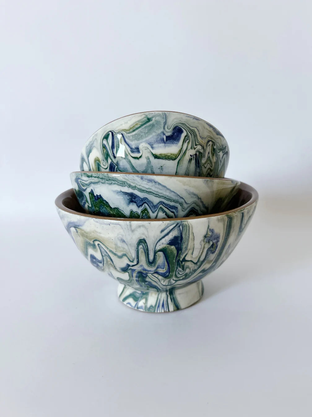 Blue Swirled Bowls (Multiple Sizes)