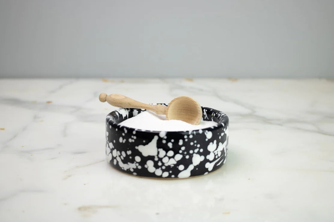 Pinch Pot, Black with White Splatter