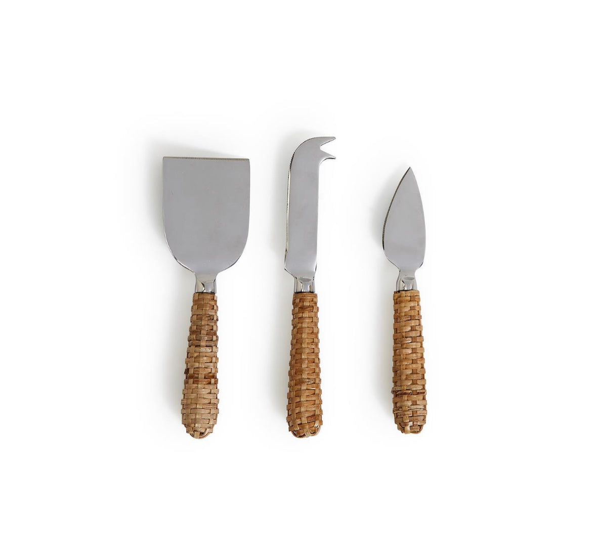 Wicker Weave Set of 3 Cheese Knifes