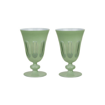 Rialto Glass Tulip Pale Sage Set of 2