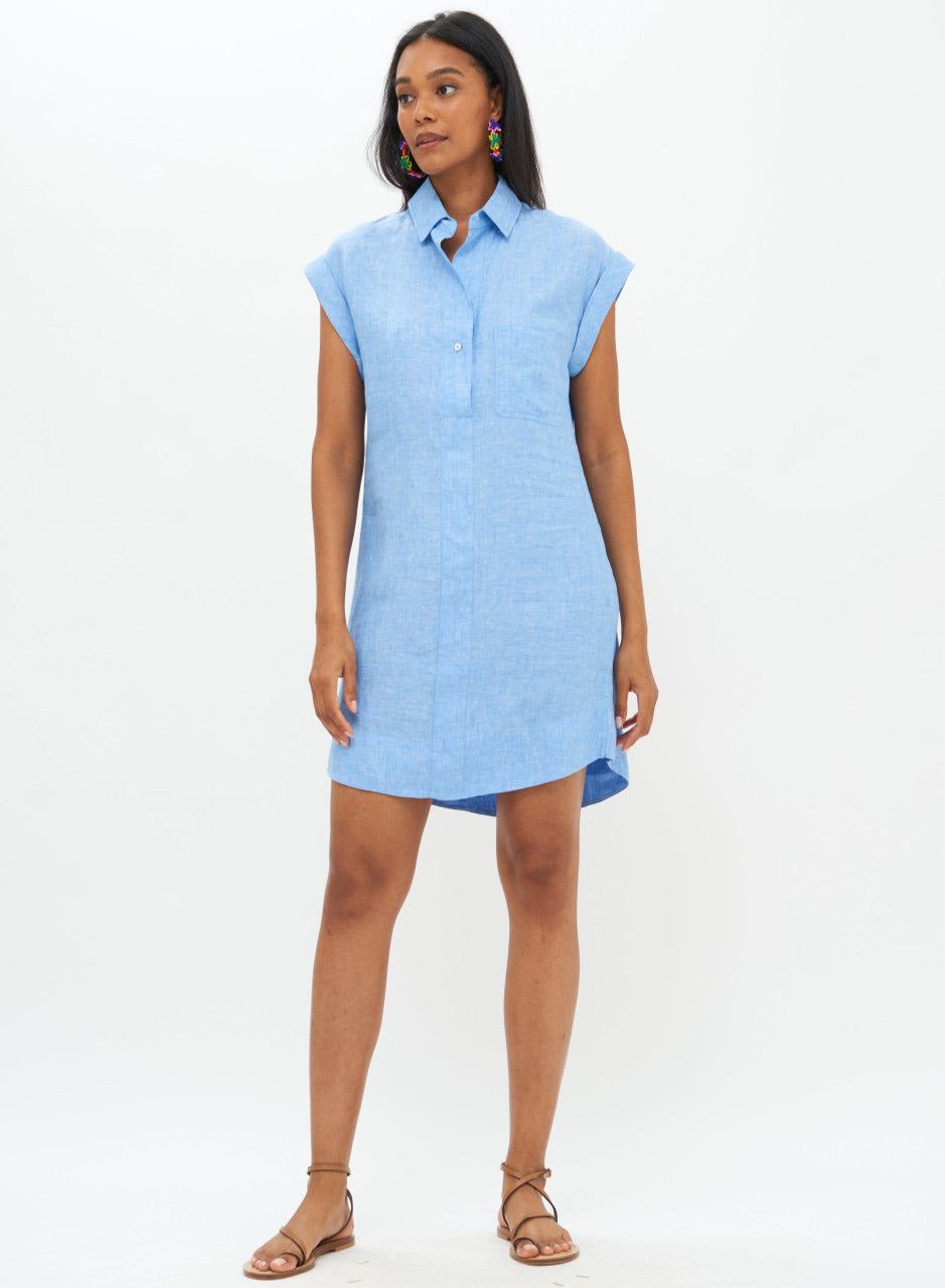 Oliphant Shirt Dress Mini in Lima Blue