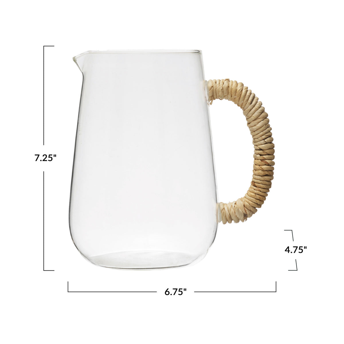 Glass Pitcher with Natural Wrapped Handle