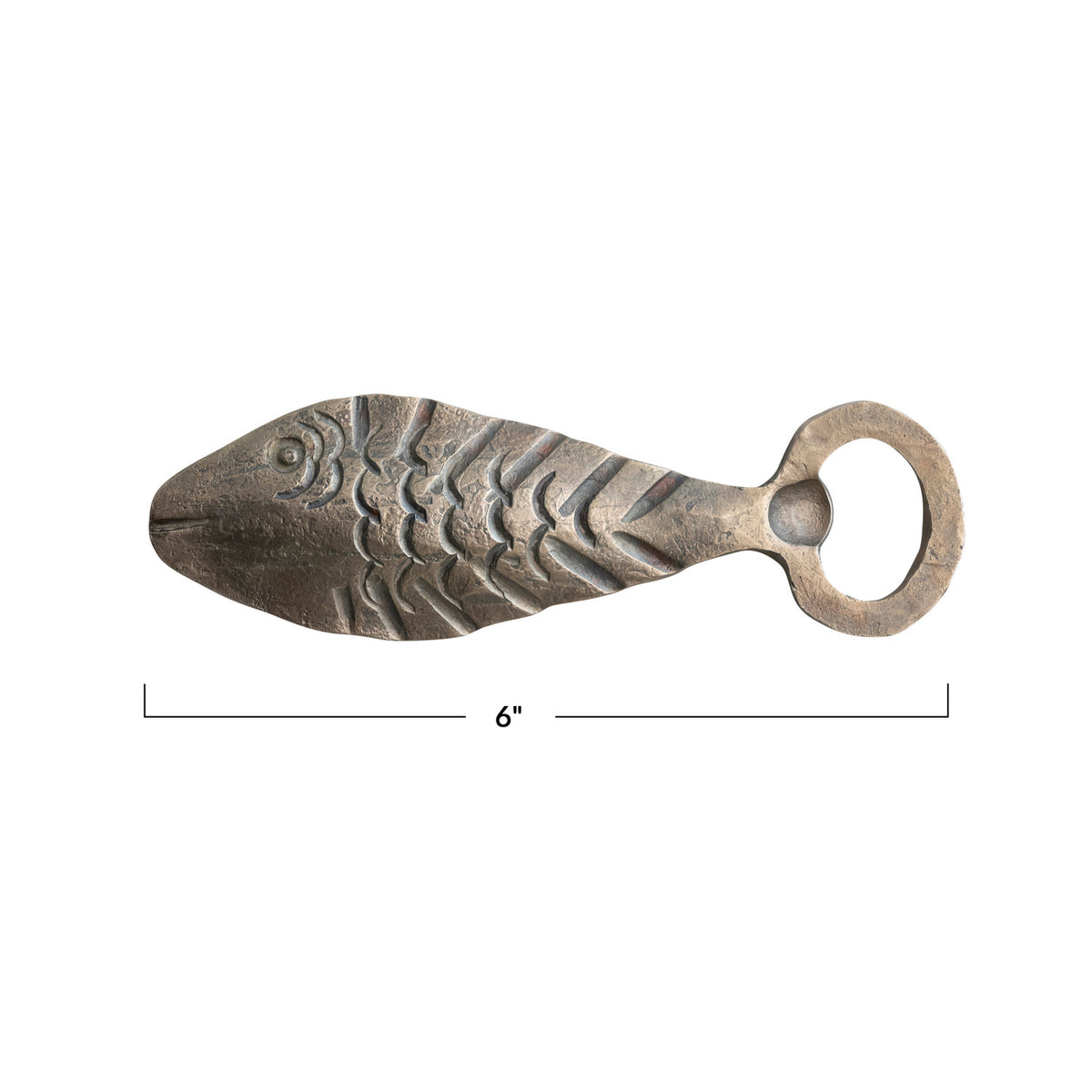 Cast Metal Fish Bottle Opener with Antique Brass Finish