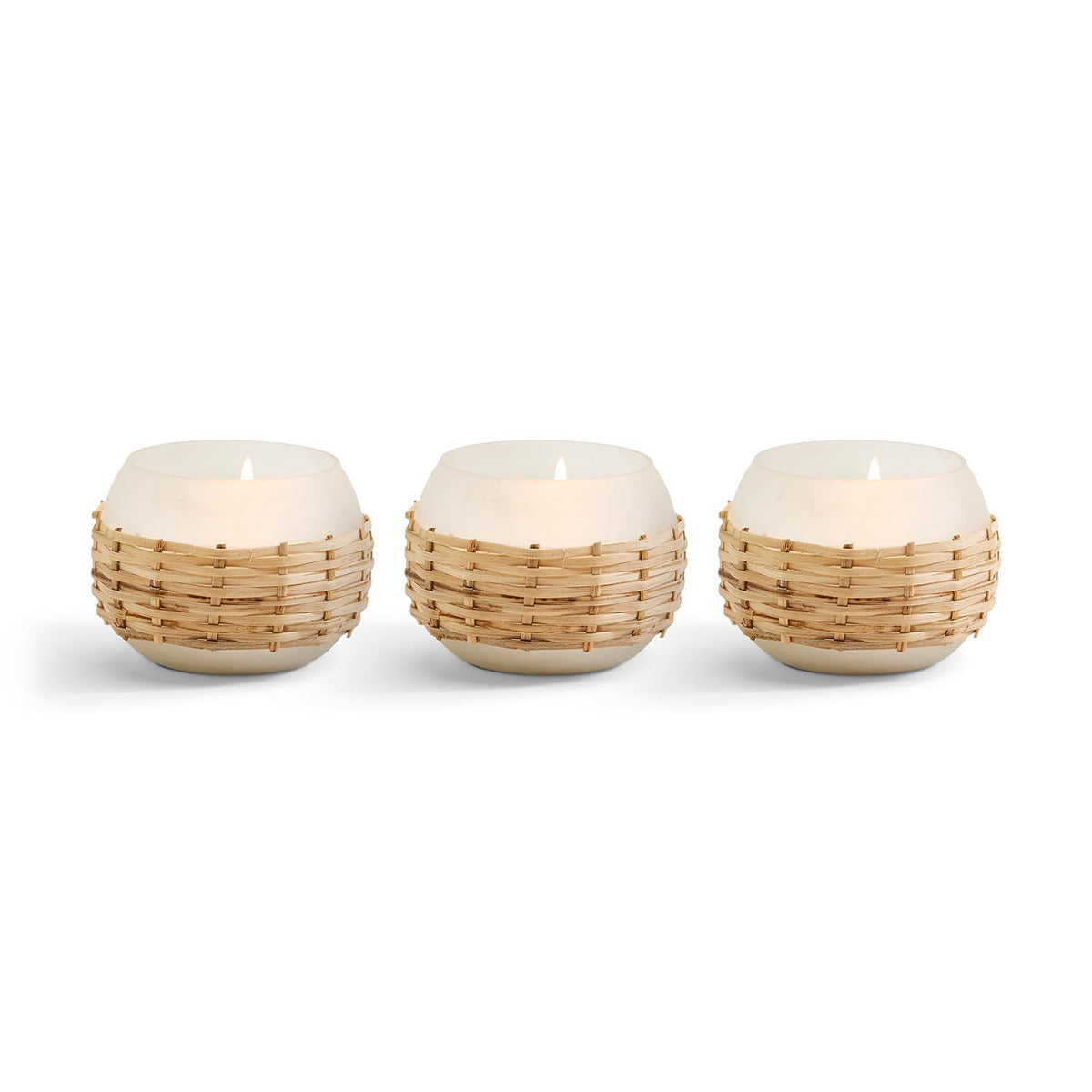 Frosted White and Rattan Candle