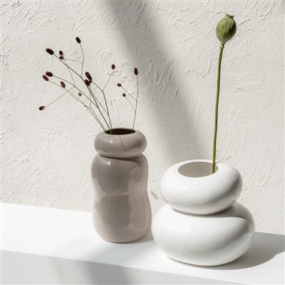 VASE PEBBLES GRAY MORN - GRAYMORN
