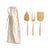 Set of 3 Rattan Wrapped Cheese Knives - Gold
