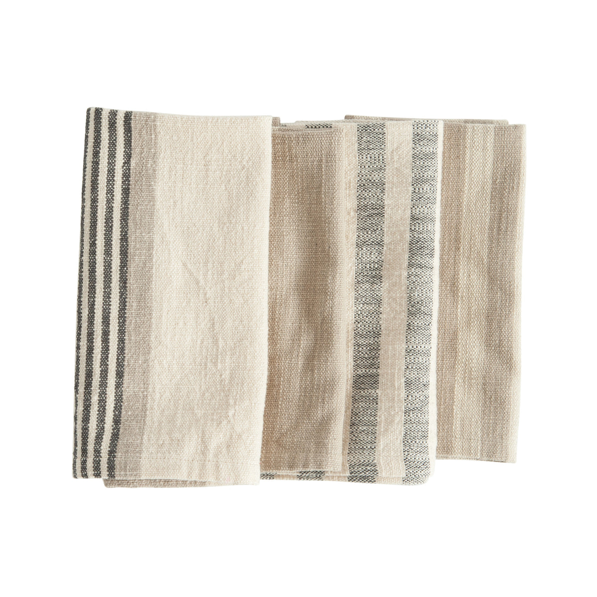 Woven Cotton Striped Napkins, Set of 4