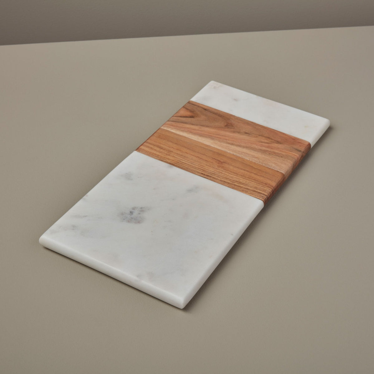 White Marble &amp; Wood Rectangular Board