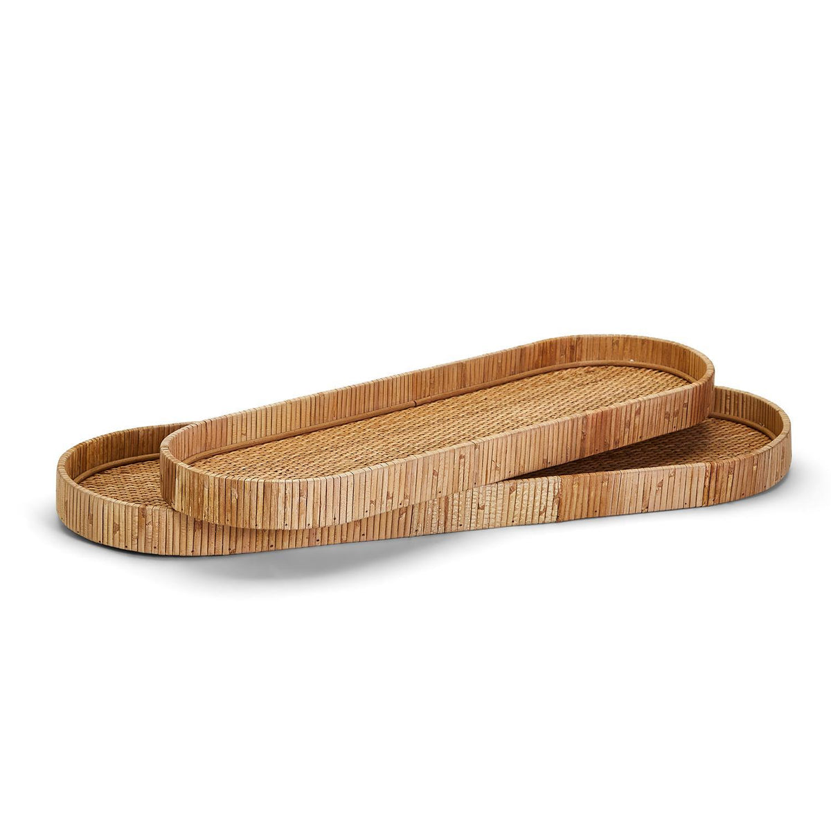Curved Edge Natural Rattan Tray