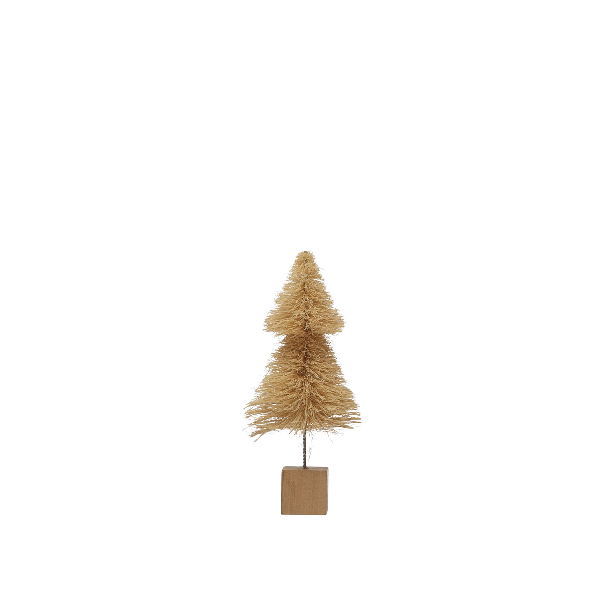 3&quot; Round x 7&quot;H Sisal Bottle Brush Tree with Wood Base, Cream Color