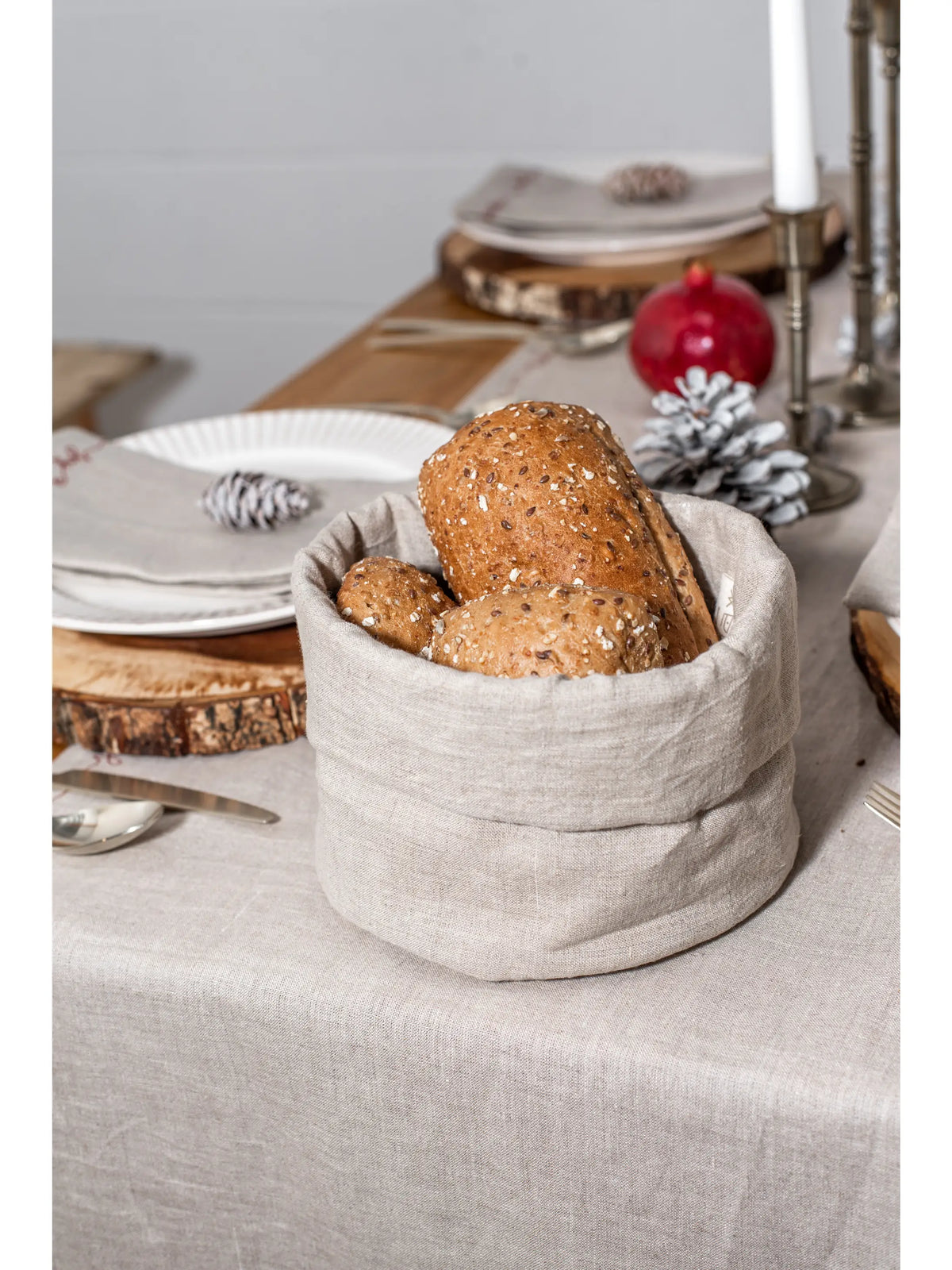 Linen Bread Basket Natural