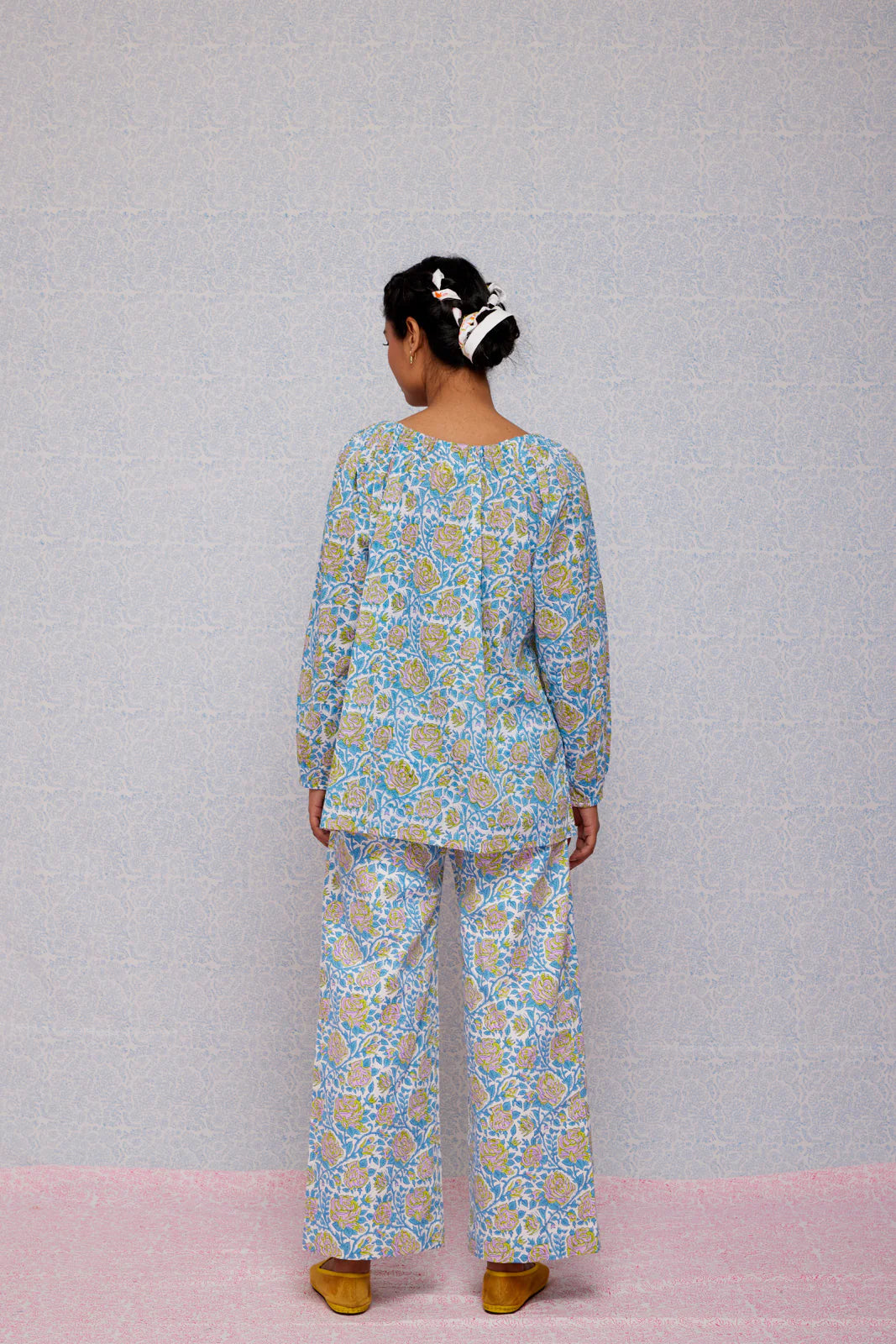 Ida Top in Cornflower Blue & Pop Green