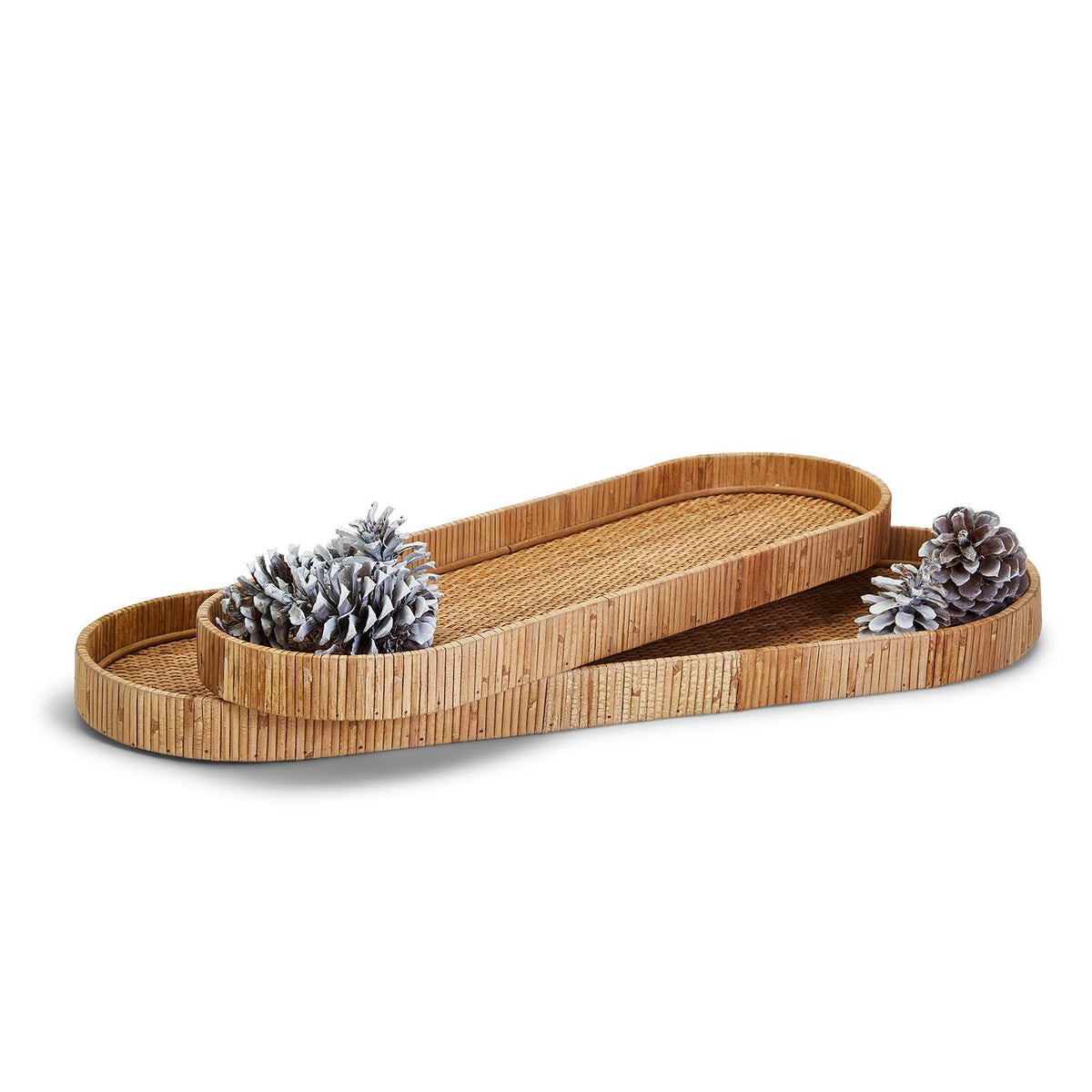 Curved Edge Natural Rattan Tray