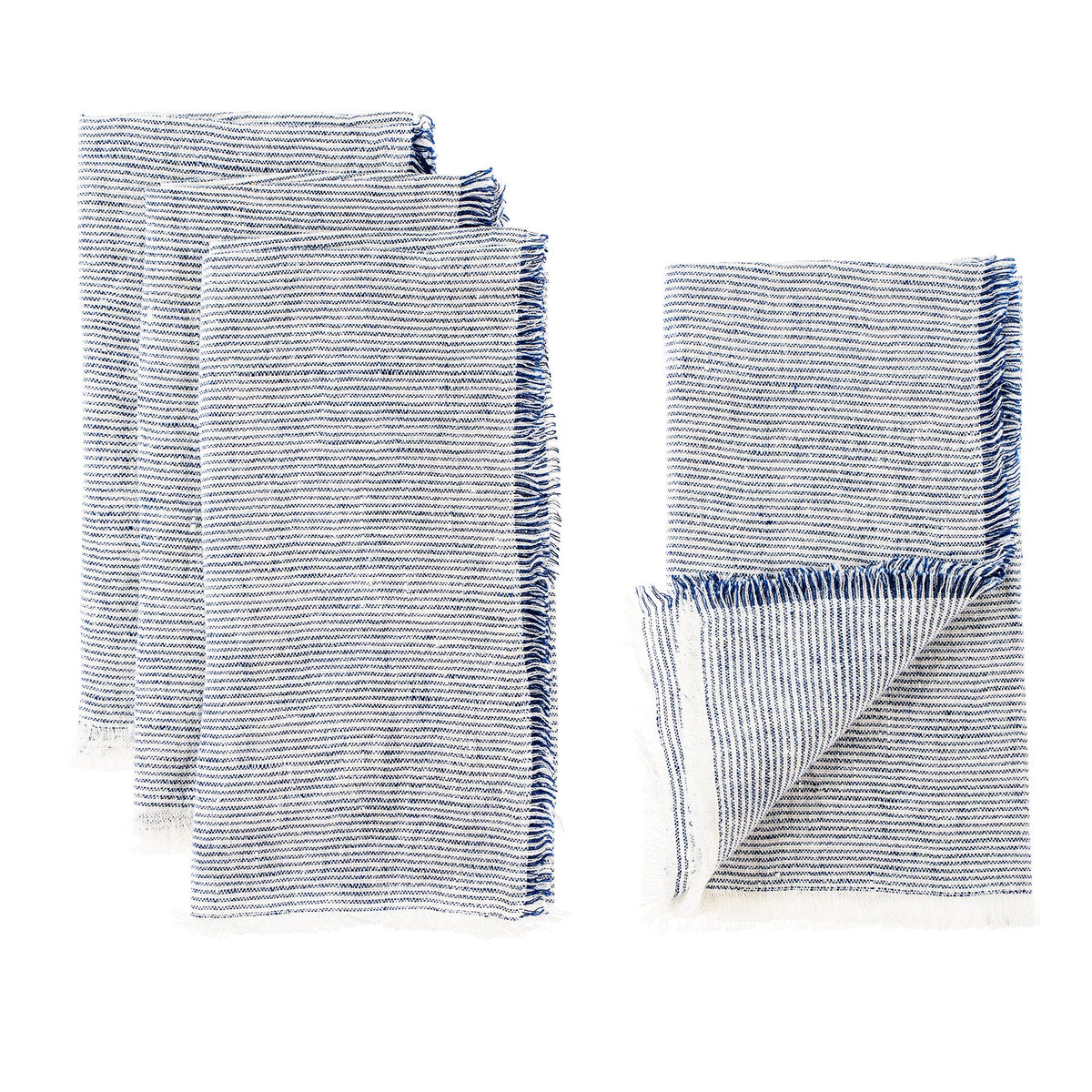 Blue Stripe Linen Napkins Set of 4