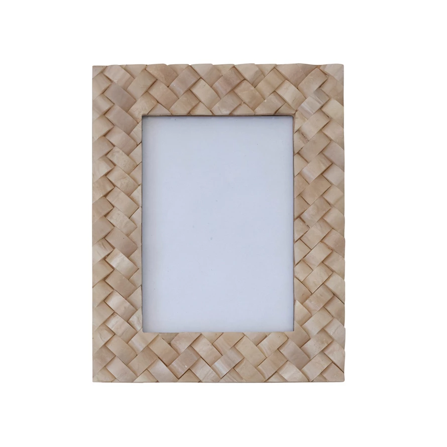 Woven Resin Photo Frame, Ivory Color (Holds 5&quot; x 7&quot; Photo)