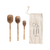 Mango Wood Spoons with Bamboo Wrapped Handles, Set of 3 in Printed Drawstring Bag