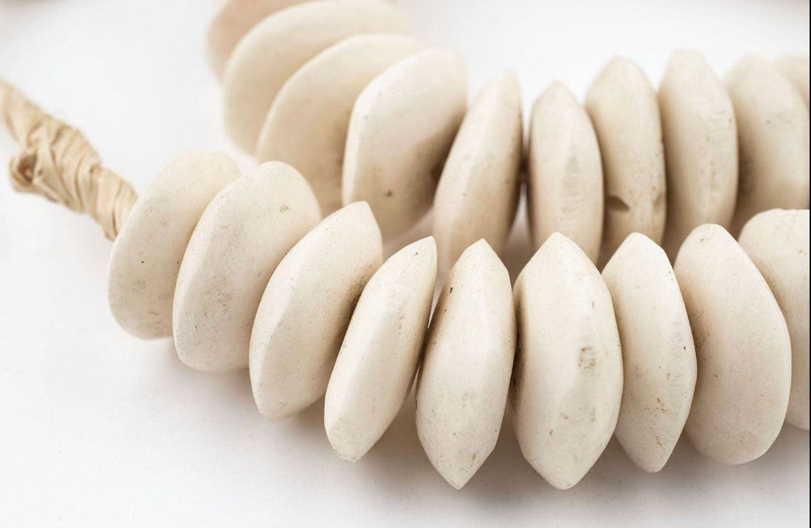 Saucer White Bone Beads