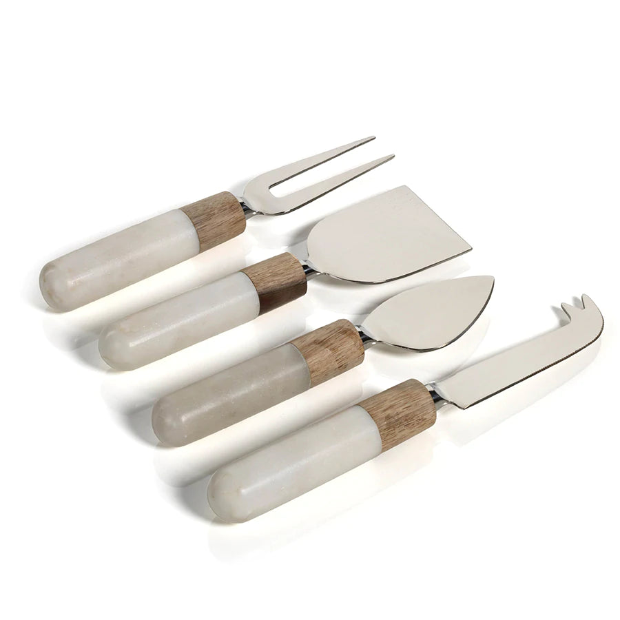 Marble and Wood Cheese Tools - Set of 4